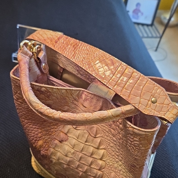 Brahmin Amelia Lilac Whimsy Crocodile Embossed Bucket Bag - Picture 5 of 12